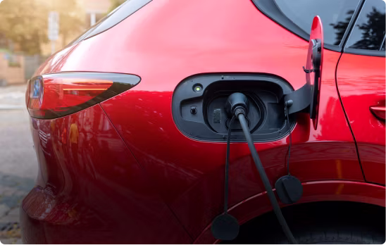 Red electric vehicle charging station